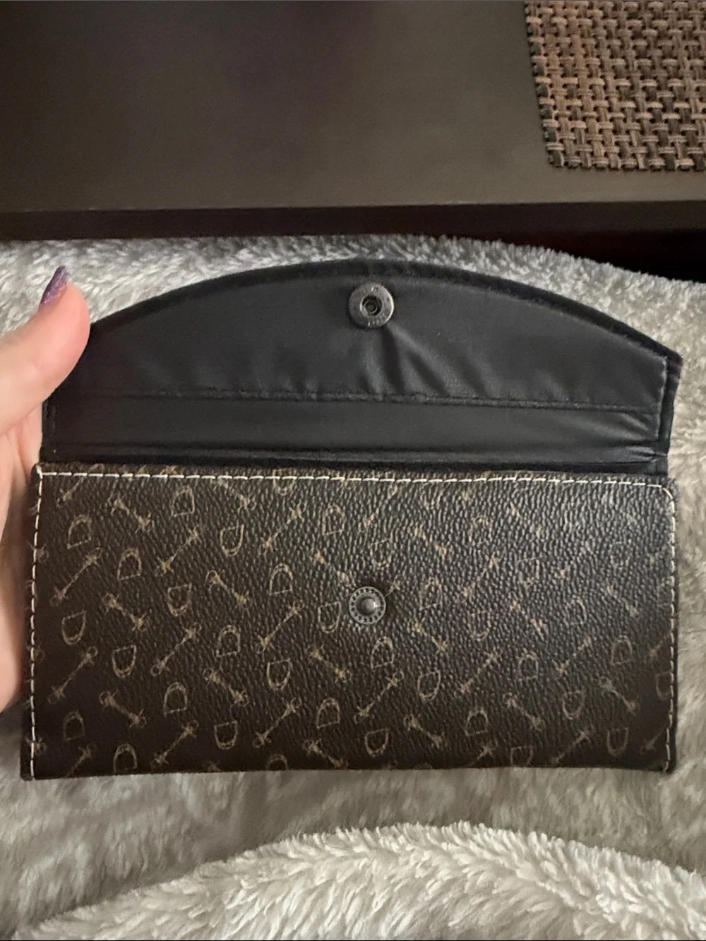 Brown Patterned Snap Fold Wallet